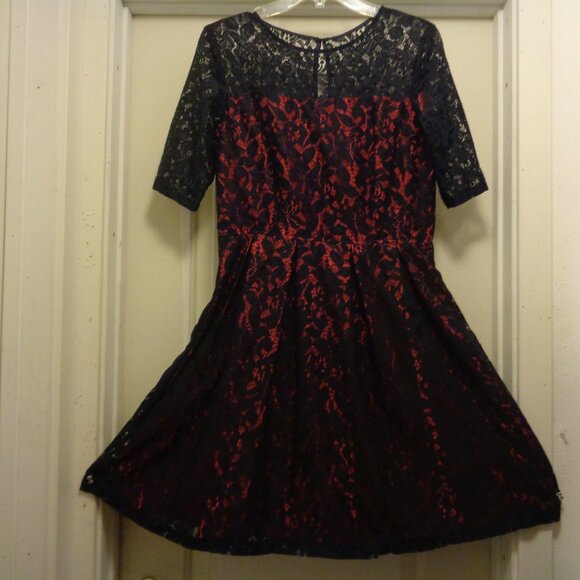 ROCKABILLY BABY PINUP BLACK & RED LACEY DANCE DRESS BY GABBY & SKYE 8 - Picture 1 of 7